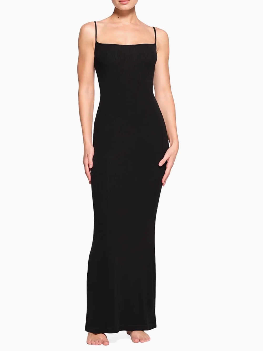 SKIMS Black Spaghetti-Strap Maxi Dress